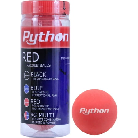 Python Saddle - Python 3 Ball Can Red Racquetballs (Lightning Fast!)