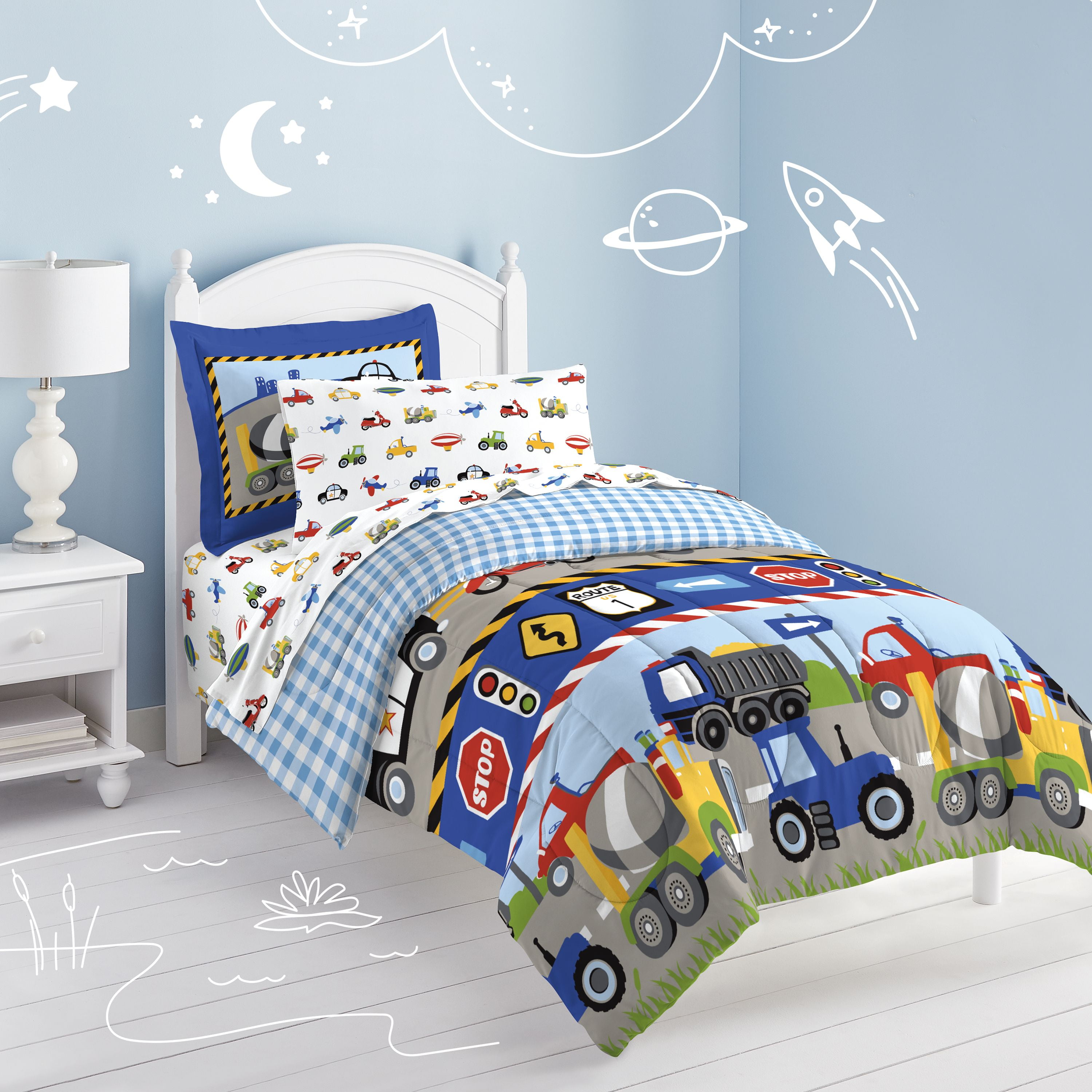 Dream Factory Kids Trucks Transportation Twin Bed In A Bag