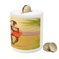 thumbnail image 3 of African Piggy Bank, Young Zulu Girl in Exotic Nature Tree Leaves Mountains Folkloric Clothing, Ceramic Coin Bank Money Box for Cash Saving, 3.6" X 3.2", Multicolor, by Ambesonne, 3 of 4