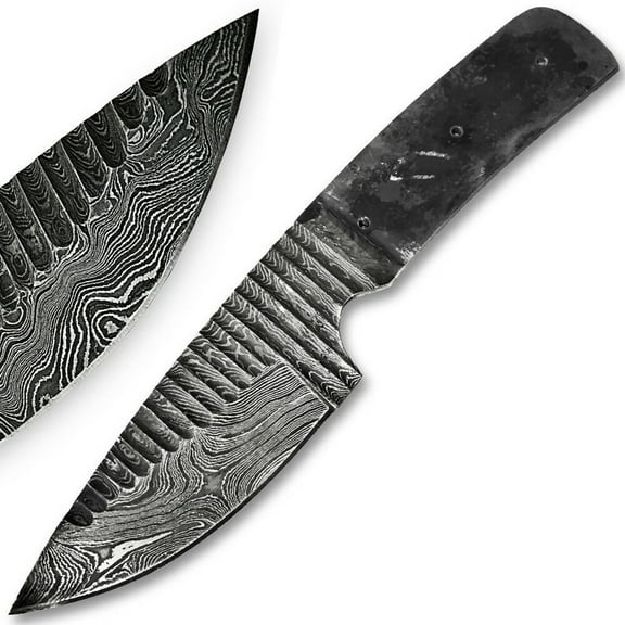 Blank Blade Grooved Damascus Steel Knife Full Tang Make your Own Handle