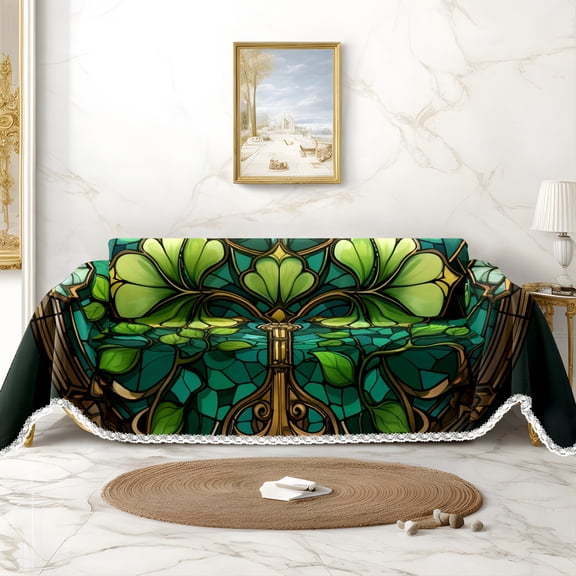 Throw Sofa Cover Soft Washable Decorative Couch Covers for 3 Cushion with Tassels Furniture Protector for Pets and Kids 71x91in