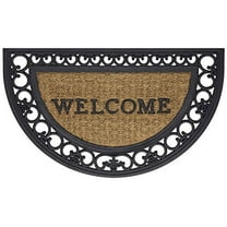 Park Avenue Collection Wrought Iron Rubber Mat Fleur De Lis Slice - 18x30