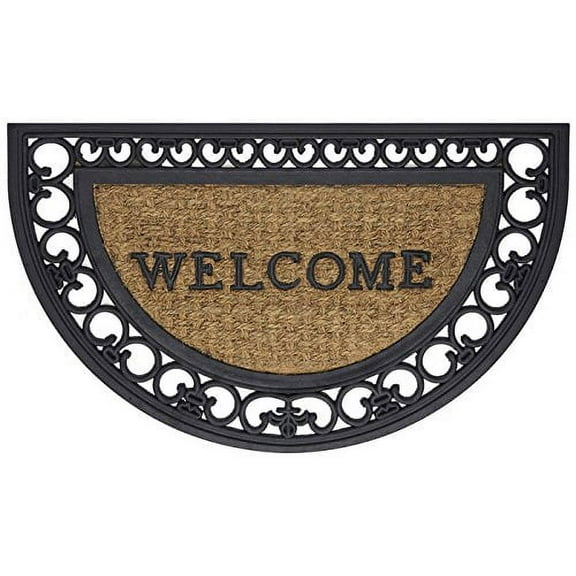 Park Avenue Collection Wrought Iron Rubber Mat Fleur De Lis Slice - 18x30