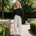 thumbnail image 6 of newwalpole Girls Cropped Sweatshirt Off Shoulder Long Sleeve Casual Crop Top | Cute Loose Fit Pullover Solid Color Y2K Trendy Shirt for Daily School Wear(Black,11-12 Years), 6 of 7