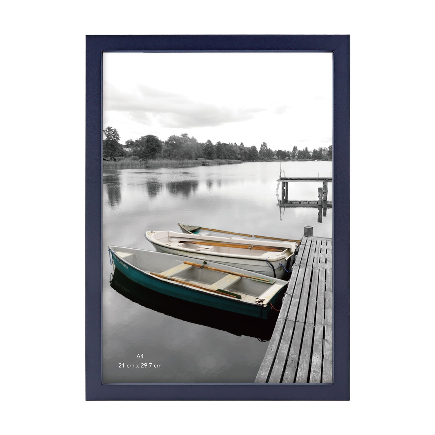Scholartree 5-in-1 Wood Picture Frames Set, Front Loading Basic Tabletop A4 Picture Frame, Blue