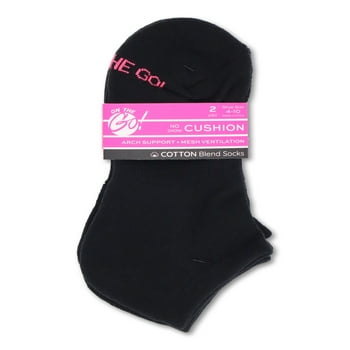On The Go Women's No Show Everyday Cushion Socks, 2 pack