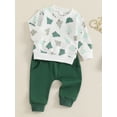 thumbnail image 3 of Suealasg Christmas Toddler Baby Boys Outfit Long Sleeve Christmas Tree Print Sweatshirts Long Pants 6M 1T 2T 3T Kids Boys 2Pcs Fall Winter Clothes, 3 of 8