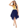 thumbnail image 4 of YiZYiF Womens Asymmetrical Praise Dance Dress Tunic Color Block Liturgical Worship Dance Costume Navy_Blue XL, 4 of 7