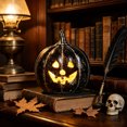 thumbnail image 4 of OJSFQUFP Halloween Decorations - Fall Decor - Handmade Terracotta Jack O Pumpkin with LED Light Cute Decoration Centerpieces for Tables Porch Yard Home Kitchen Front Door Mantel, 4 of 4