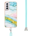 thumbnail image 3 of SaniMore for Samsung Galaxy S23 Plus 2023 Case with Detachable Crossbody Lanyard Shockproof TPU Backplane Marble Pattern Luxury Fashion Anti-drop Slim Lightweight Cover For Galaxy S23 Plus, Green/Pink, 3 of 4