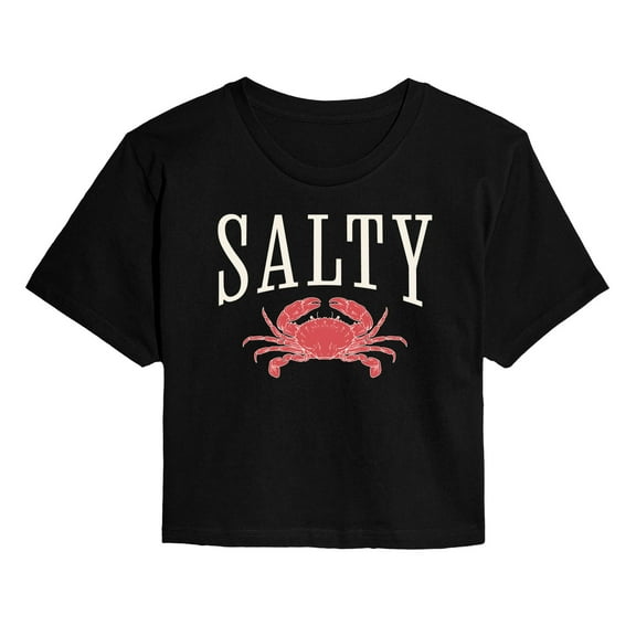 Instant Message - Salty Crab - Juniors Cropped Graphic T-Shirt