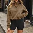 thumbnail image 1 of Neewe Women's Classic Plain Long Sleeve Casual Drawstring Sweatshirt Solid Color Pullover Shirt Top with Pocket, 1 of 8