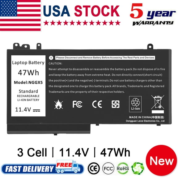NGGX5 Battery 11.4V 47Wh for Dell Latitude E5270 E5470 E5570 Precision M3510
