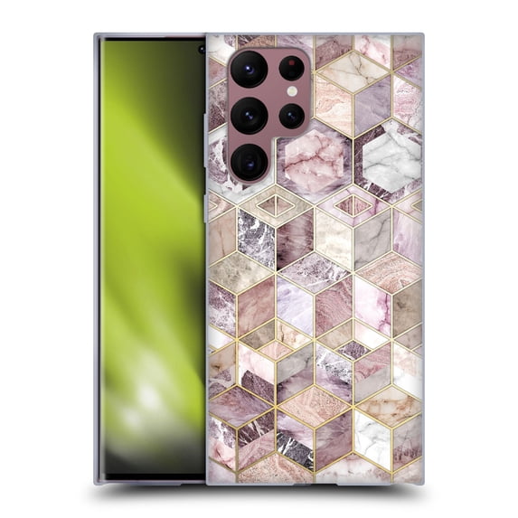Head Case Designs Officially Licensed Micklyn Le Feuvre Marble Patterns Blush Quartz Honeycomb Soft Gel Case Compatible with Samsung Galaxy S22 Ultra 5G