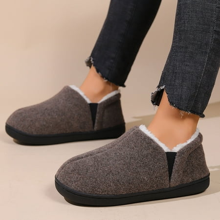 

Daznico Slippers for Women Ladies Fashion Winter Plush Insulation Solid Color Suede Flat Bottomed Closed Toe Cotton Slippers Womens Slippers House Slippers for Woman(Color:Brown Size:9.5)