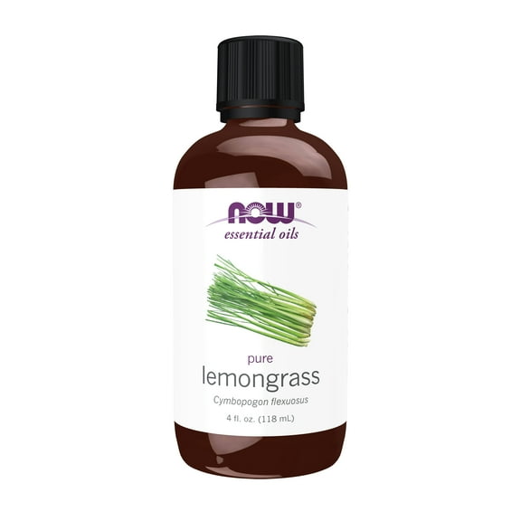 NOW Essential Oils, Lemongrass Oil, Uplifting Aromatherapy Scent, Steam Distilled, 100% Pure, Vegan, Child Resistant Cap, 4-Ounce
