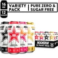 thumbnail image 5 of Rockstar Pure Zero 4 Flavor Variety Pack Energy Drink, 16 fl oz, 12 Pack Cans, 5 of 8