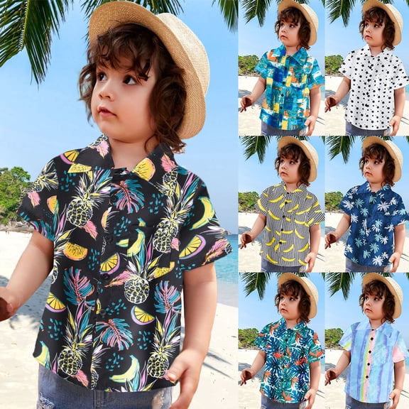 ibiyuan Polo Shirts for Boys 14-16 Uniform Shirts for Boys Button Closure Letter Print Short Sleeve Pocket Shirts Everyday Beach Shirt Kids Summer Clothing,2-3 Years