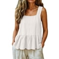 thumbnail image 4 of Weikingp Linen Tank Tops for Women Gauze Tank Tops Sleeveless Tops for Women Summer Linen Tank Tops Yoga Tank Tops Linen Cami Cute Tank Tops Exercise Tank Sleeveless Linen Tops Summer Tank Gray S, 4 of 9