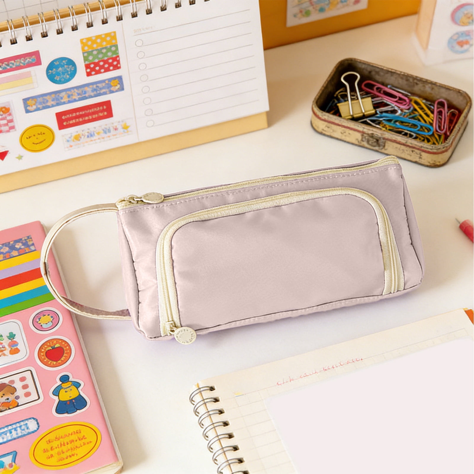 Tusihei Large Capacity Pencil Case, Multi-Layer Portable Pencil Pouch with Sturdy Zipper and Handle, Waterproof Stationery Holder for Office Teen Men Women