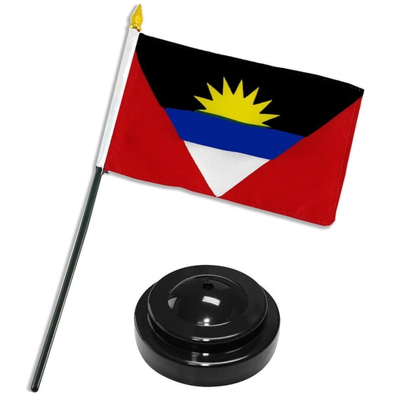 Antigua and Barbuda 4"x6" Flag Desk Set Table Stick Black Base