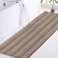 thumbnail image 1 of Non-Slip Soft Chenille Bath Mat High Water Absorbent for Bath Room/Kitchen Machine-Washable, Perfect for Doormats,Tub,Size 47" X 17",Striped Pattern,Taupe, 1 of 4