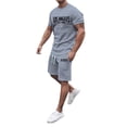 thumbnail image 6 of Los Angeles Graphic Short Sets for Men Relaxed Fit Crewneck T Shirt and Shorts 2 Piece Matching Set Mens Summer Outfits, 6 of 7