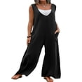 thumbnail image 1 of Combinaison en Coton Sans Manches pour Femmes Pantalon Large Ample Combinaison en Lin Grande Taille, 1 of 6
