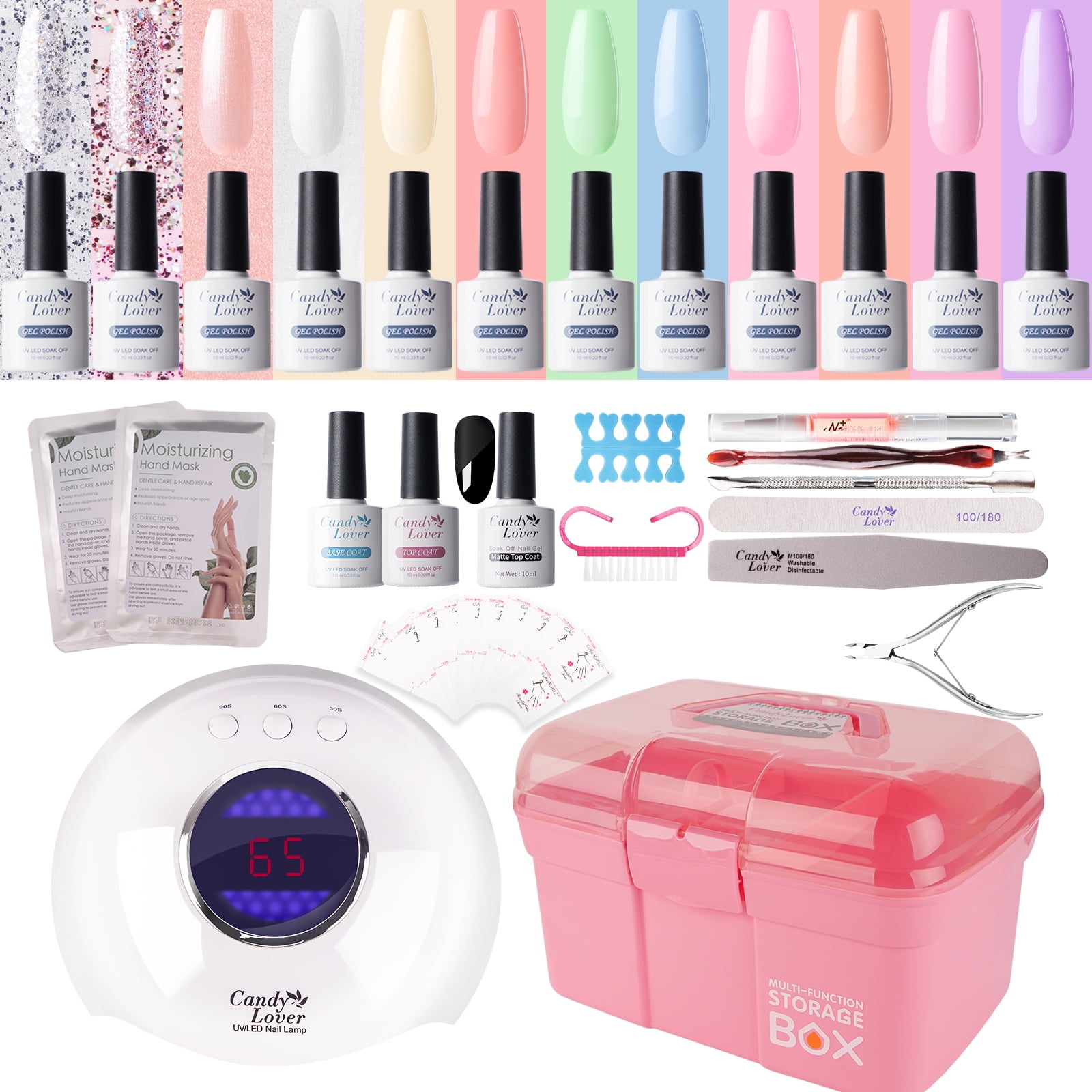Candy Lover Gel Nail Kit with LED UV Lamp, Natural Quick Dry Long-Lasting Gel  Polish, High Class 12 Colors Set, All-in-one Gel Nail Polish Kit Gift, Teen  Girl Lady Women at Home