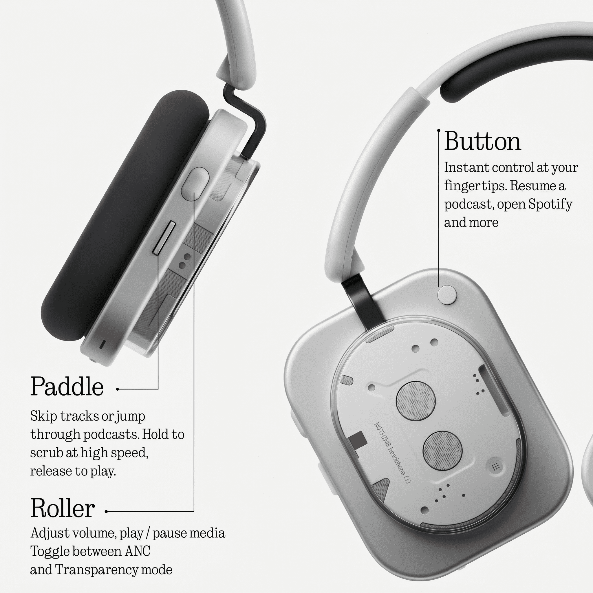 Nothing Headphone (1) Bluetooth Headphones with Mic 80H Playtime