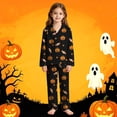 thumbnail image 2 of CAIVO Kids 2 Piece Pajama Sets Girls Halloween Lapel Long Sleeve Button Down Shirt With Pants Casual Loungewear Sleepwear Pjs, 2 of 4