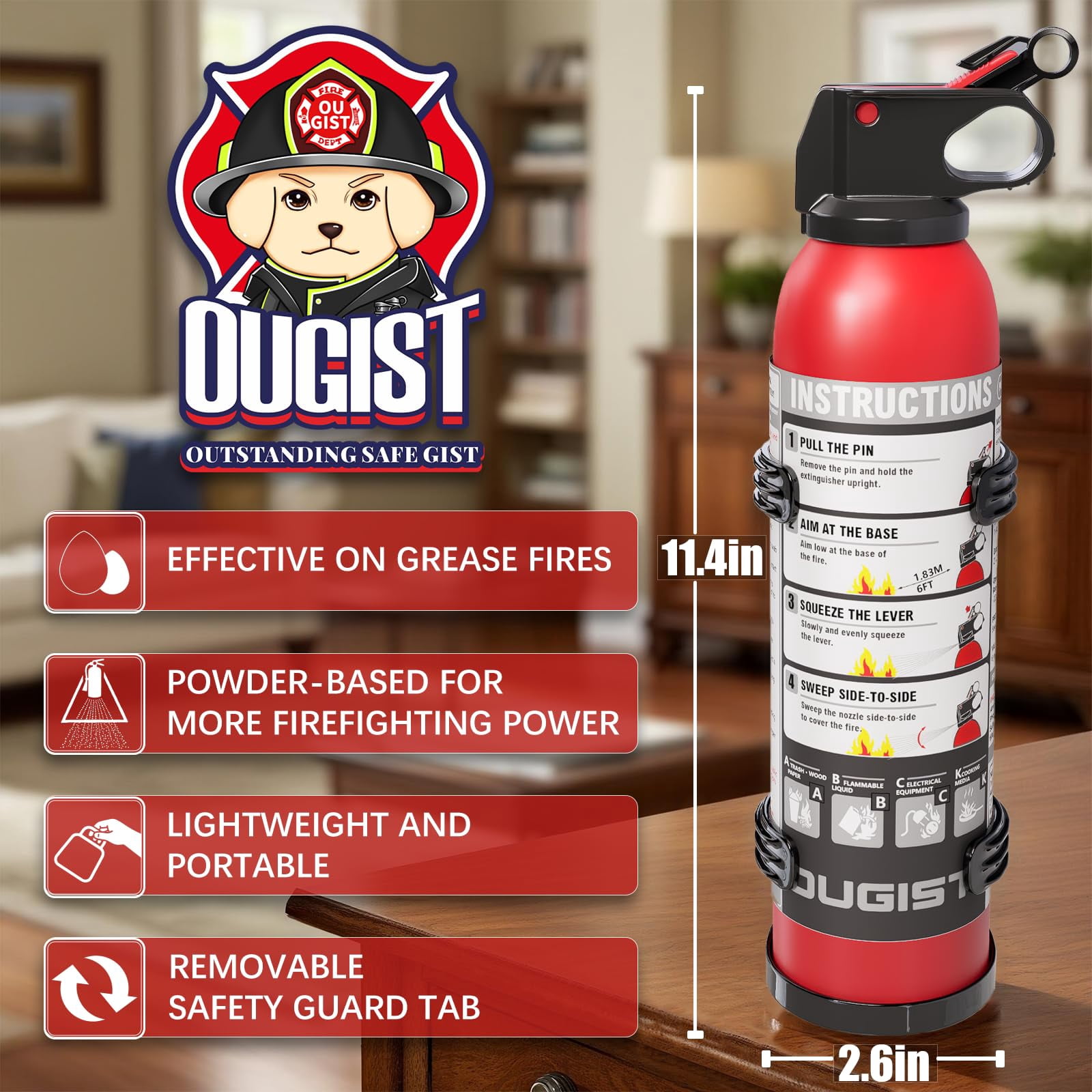 Ougist Dry Stop Fire Extinguishing Spray for Home & Car, 600g Portable Dry Chemical Fire Suppression Spray, For Kitchen Grease, Electrical, Vehicle & Garage Fires, Easy to Use, 2-Pack