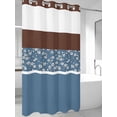 thumbnail image 4 of Blue Brown Flowers No Hook Shower Curtain Waterproof, Bathroom Curtains with Snap in Liners and See Through Top Window, Classic Botanical Art Elegant Hotel Style Bathtub Curtains Shower 36"Wx78"L, 4 of 8