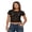 Black, variant on LMLYSoH Women's Slim Floral Jacquard T-Shirt See-Through Mesh Boat Neck Short Sleeve Crop Tops