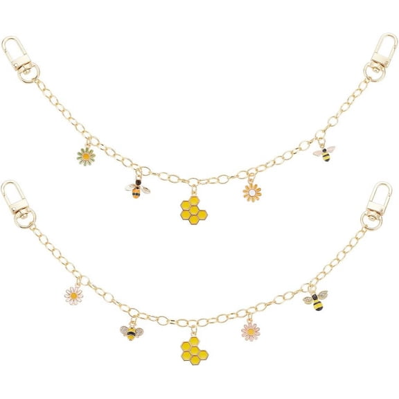 12.7" Decorative Bag Chains 2 Colors Summer Themed Purse Strap Extender Bees Daisy Purse Handbag Charm Golden Purse Handle Chains