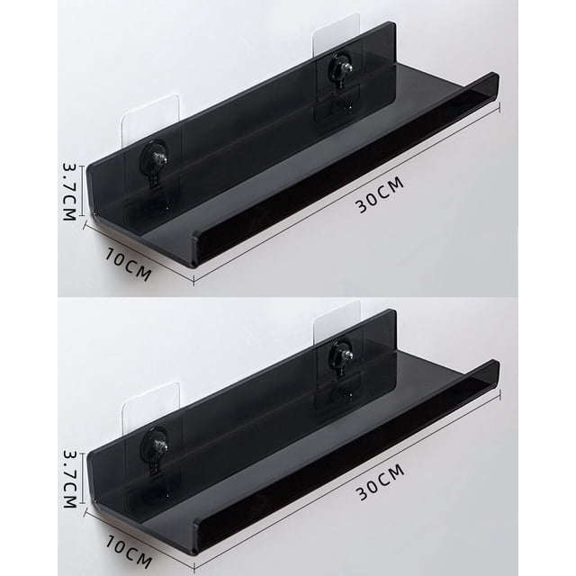 Estante de almacenamiento de acrílico montado en la pared para baño, organizador de cocina, estantes de exhibición, estante de pared decorativo sin perforaciones