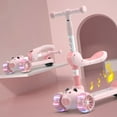 thumbnail image 4 of Trottinette à 3 Roues Hauteur Réglable avec Musique Lumière Trottinette Pliable à Propulsion pour Enfants Garçons Filles Rose, 4 of 5