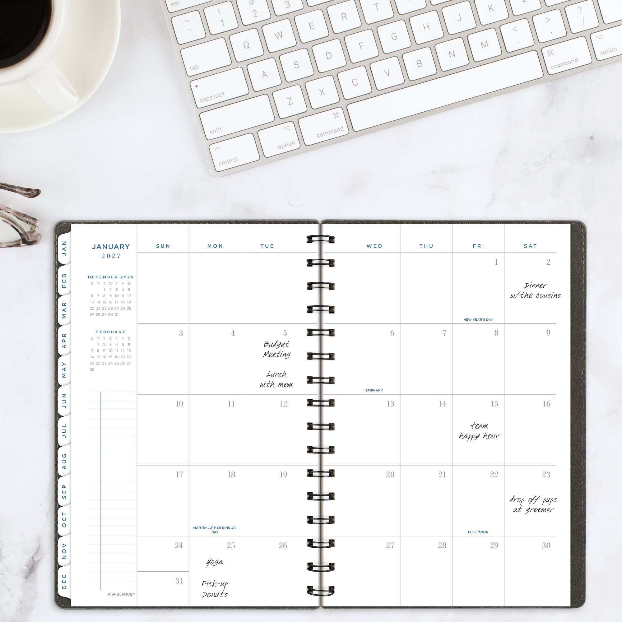 AT-A-GLANCE Signature Collection 2026 Weekly Monthly Planner Gray Small 5 12 x 8