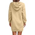thumbnail image 4 of Stralyhd Sweatshirt Dresses for Women Oversized Long Sleeve Henley Neck Hooded Pullover Fall Casual Loose Sweatshirts Mini Dress Yellow XL, 4 of 5