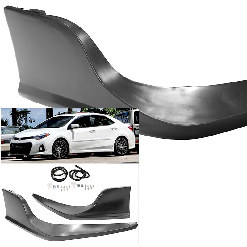 IKONMOTORSPORTS Front Bumper Lip Compatible With 2014-2016 Toyota Corolla S Models Only Unpainted Black Chin Spoiler Splitter Lower Valance 