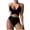 Black, variant on Women's Solid Color Loose Fit Two Piece Bikini, Wire Free Casual Bathing Suit, Summer Pool Side Basic Swimwear White L