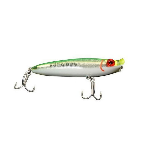 MirrOlure Popa Dog Lure, Chartreuse, Silver, & Pearl , 1/2 oz