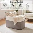 thumbnail image 4 of 108L Extra Large Blanket Basket, 25”x16”x16” Laundry Basket, Blanket Storage for Living Room, Dog Toy Storage with Handle - Grey & White, 4 of 14