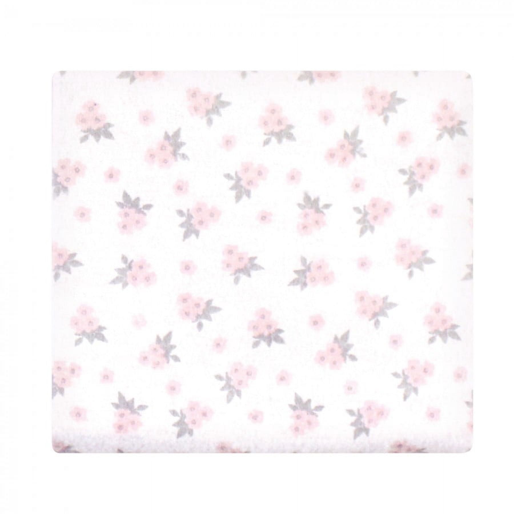 Hudson Baby Infant Girl Cotton Flannel Receiving Blankets, Gray Pink Floral, One Size