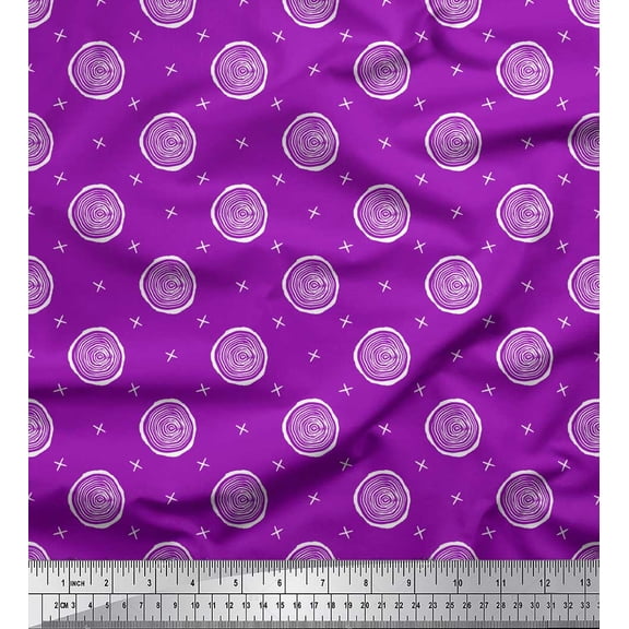 Soimoi Purple Cotton Duck Fabric Spiral & Geometric Printed Fabric 1 Yard 42 Inch Wide
