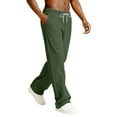 thumbnail image 4 of Dresfit Mens Lounge Sweatpants Wide Leg Baggy Pants Sumemr Waffle Knit Drawstring Textured Trousers 2026 Elastic Waist Relaxed Fit Solid Slacks with Pockets Army Green M, 4 of 8
