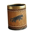 thumbnail image 3 of Cubo de basura con tapa abierta, 10 L/2,64 galones, contenedor decorativo para basura Oro leopardo, 3 of 9