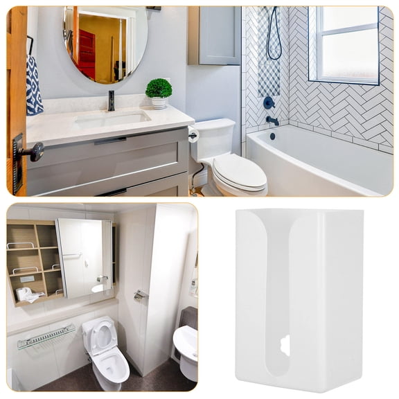 NICEXMAS Nicexmas White Plastic Bathroom Wall Mounted Tissue Box with Large Capacity and Stylish Design