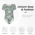 thumbnail image 6 of Daiia Hand Drawn Chickens print Women's Crew Neck Short Sleeve Bodysuit Fashion Tops Fit Casual Basic Extender Bodysuit-Small, 6 of 9