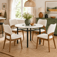 thumbnail image 2 of 5-Piece Dining Set With 42" Round Table and 4 White PU Chairs for Dining Room, 2 of 8